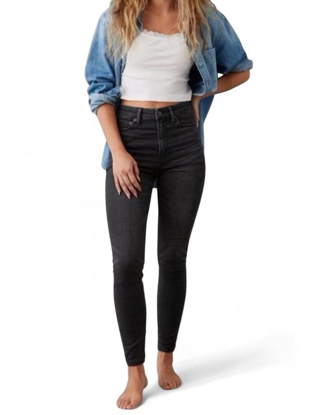 AE Luxe Super High-Waisted Black Wash Jegging SZ 12 Regular